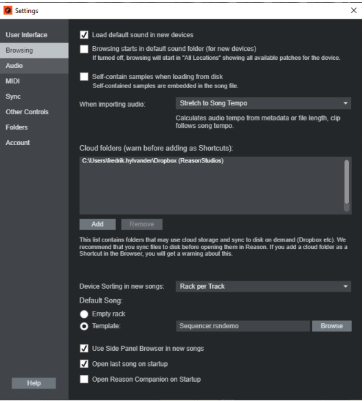Menu and Dialog Reference | Reason Studios